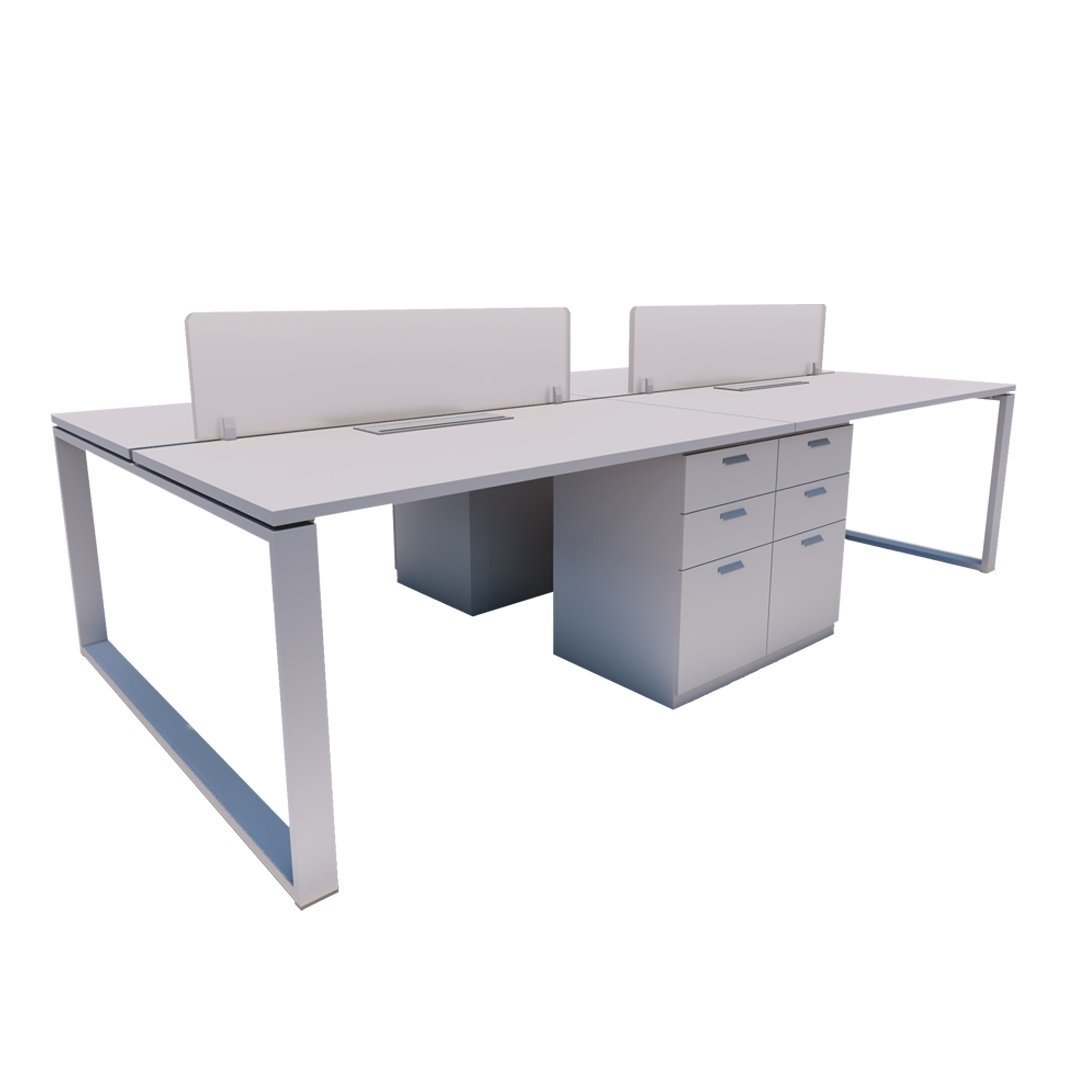 C4OF_01_03 Orion Cluster of 4 Workstation with Fixed Pedestal - Image 1