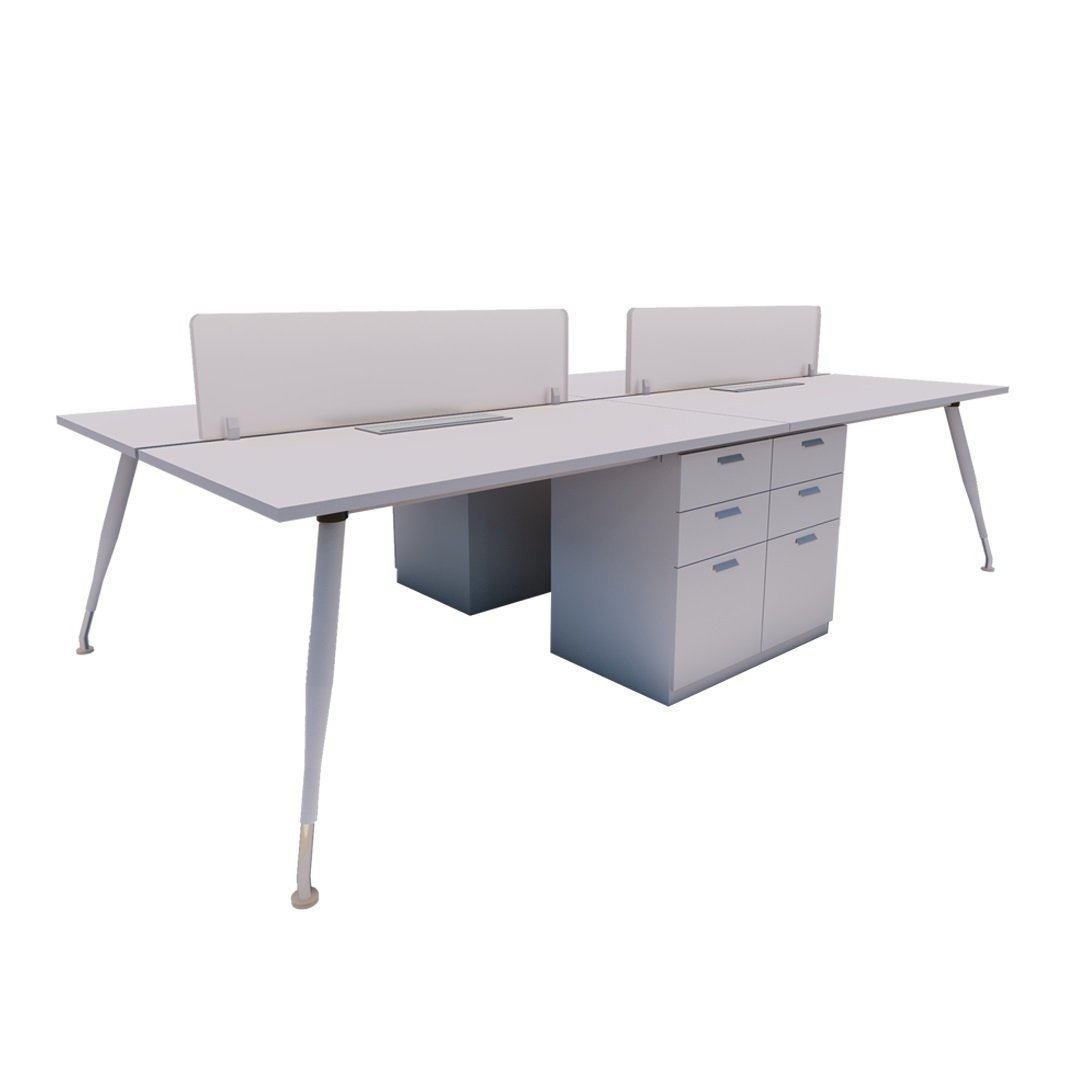 C4SF_01_03 Spyder Cluster of 4 Workstation with Fixed Pedestal - Image 1